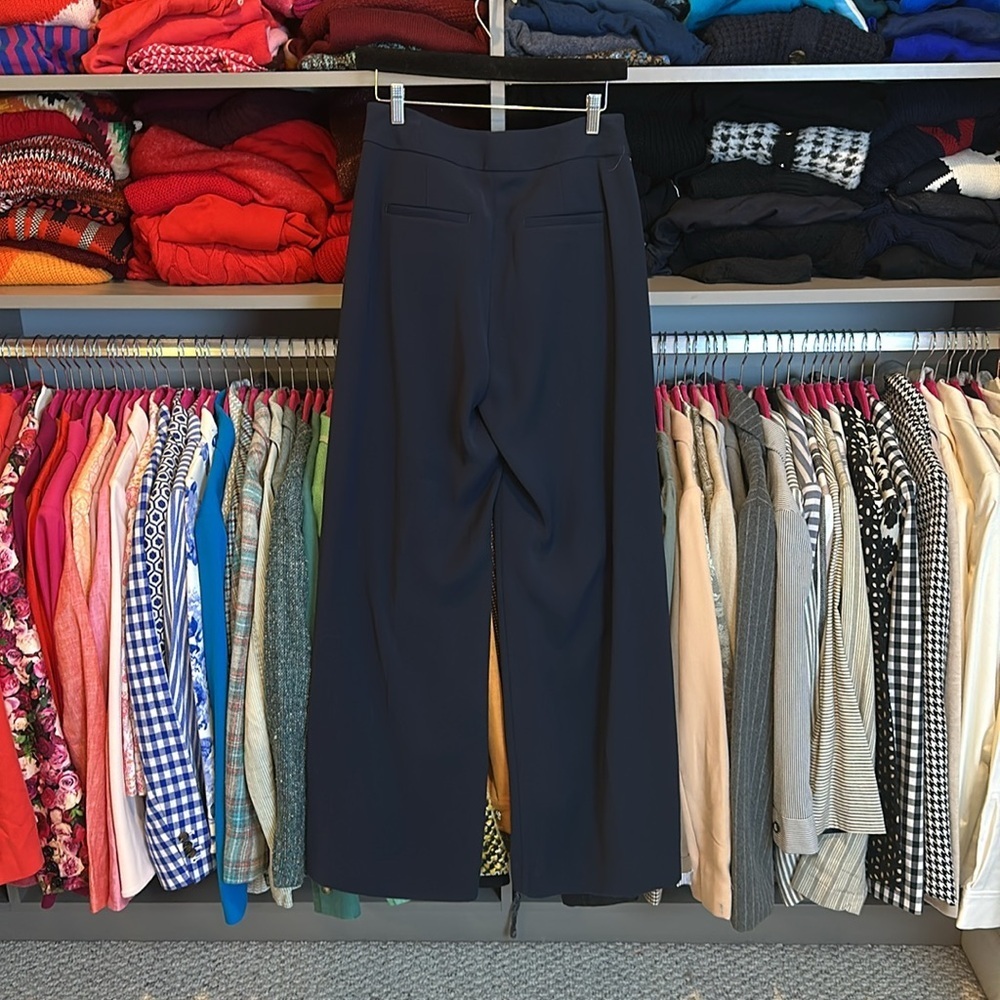 Banana Republic navy with white piping wide leg trousers size 2 NWOT - Picture 3 of 3